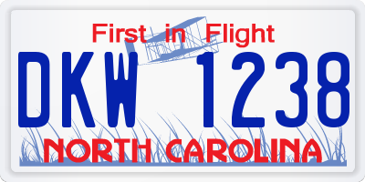 NC license plate DKW1238