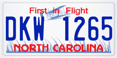 NC license plate DKW1265