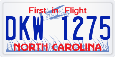 NC license plate DKW1275