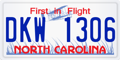 NC license plate DKW1306