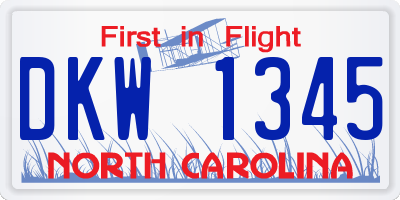 NC license plate DKW1345