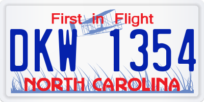 NC license plate DKW1354