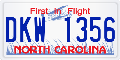 NC license plate DKW1356