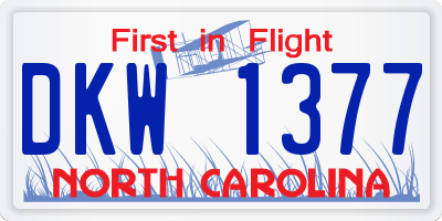 NC license plate DKW1377