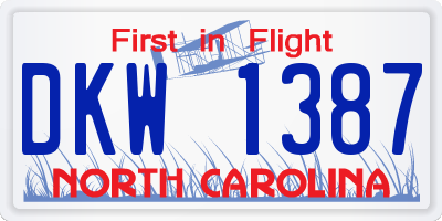 NC license plate DKW1387