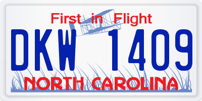 NC license plate DKW1409