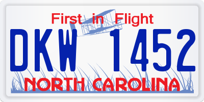 NC license plate DKW1452