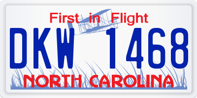 NC license plate DKW1468