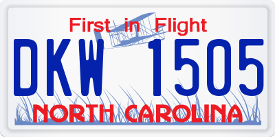 NC license plate DKW1505