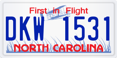 NC license plate DKW1531