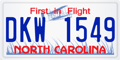 NC license plate DKW1549