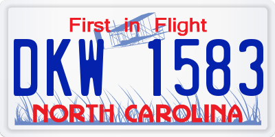 NC license plate DKW1583