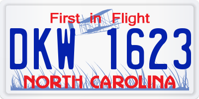 NC license plate DKW1623