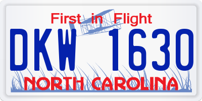 NC license plate DKW1630