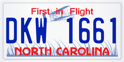 NC license plate DKW1661