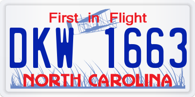 NC license plate DKW1663