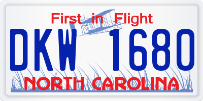NC license plate DKW1680
