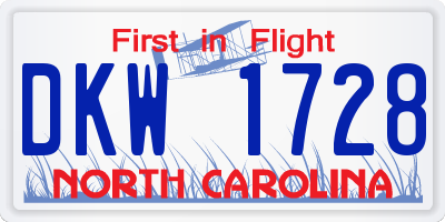 NC license plate DKW1728