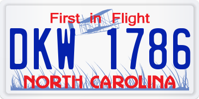 NC license plate DKW1786
