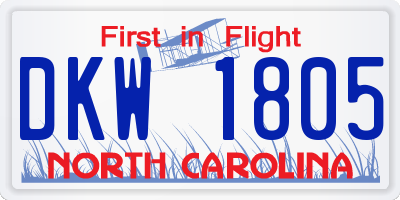 NC license plate DKW1805