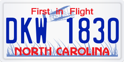 NC license plate DKW1830