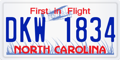 NC license plate DKW1834