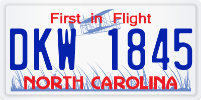 NC license plate DKW1845