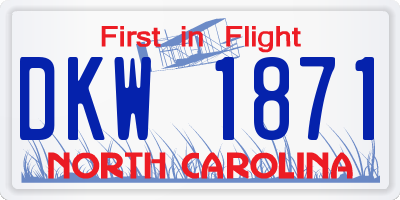 NC license plate DKW1871