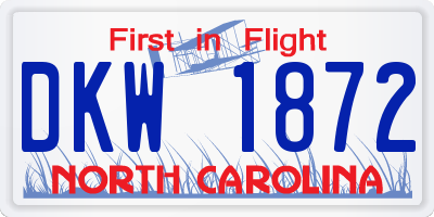 NC license plate DKW1872