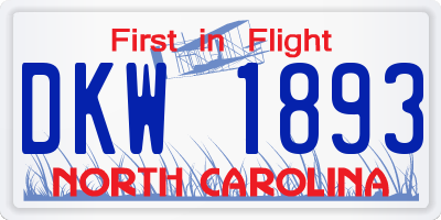 NC license plate DKW1893