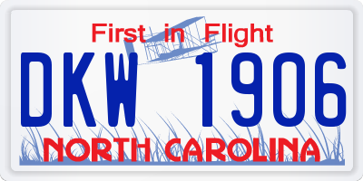 NC license plate DKW1906