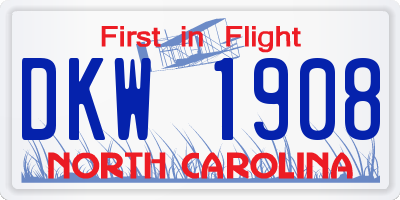 NC license plate DKW1908