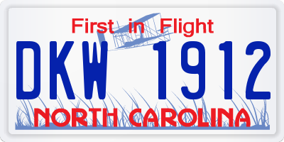 NC license plate DKW1912