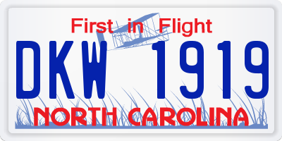 NC license plate DKW1919