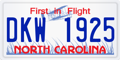 NC license plate DKW1925