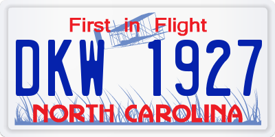 NC license plate DKW1927