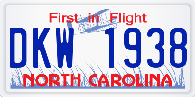 NC license plate DKW1938