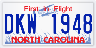 NC license plate DKW1948