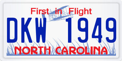 NC license plate DKW1949