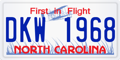 NC license plate DKW1968