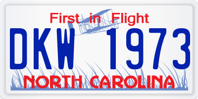 NC license plate DKW1973