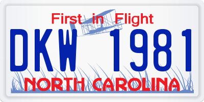 NC license plate DKW1981