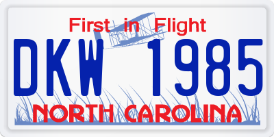 NC license plate DKW1985