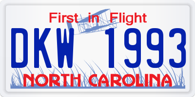 NC license plate DKW1993
