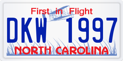 NC license plate DKW1997