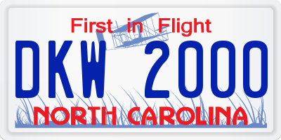 NC license plate DKW2000