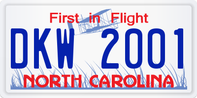 NC license plate DKW2001