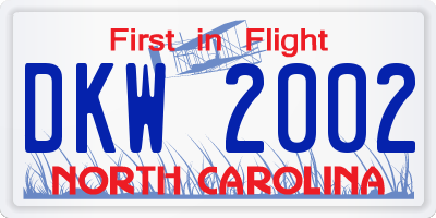 NC license plate DKW2002