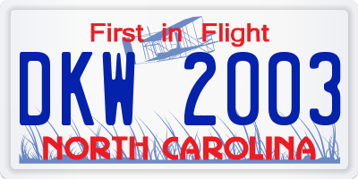 NC license plate DKW2003