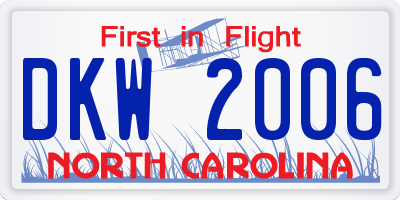 NC license plate DKW2006